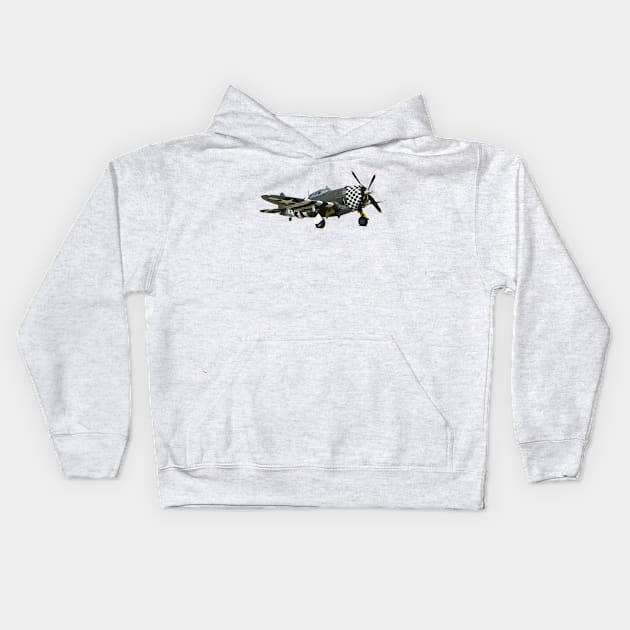 P-47 Thunderbolt (front print) Kids Hoodie by Doc Dakota's Trading Post